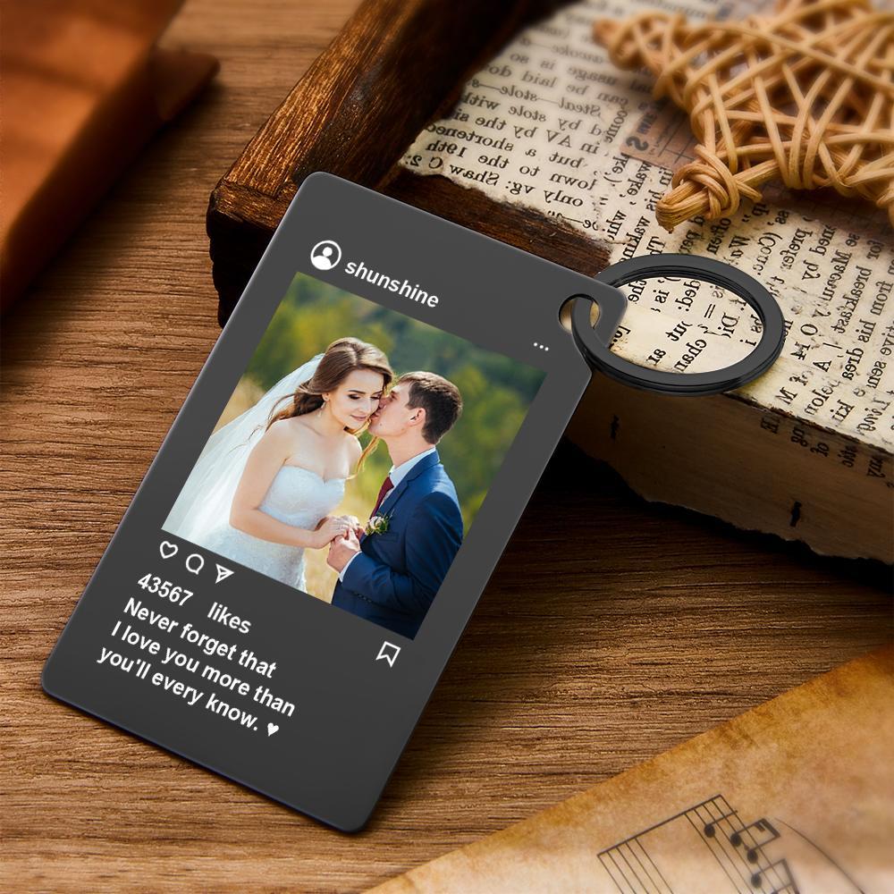 Personalized Instagram Design Keychain Custom Photo Fashionable Keychain Valentine's Day Gift - auphotoblanket