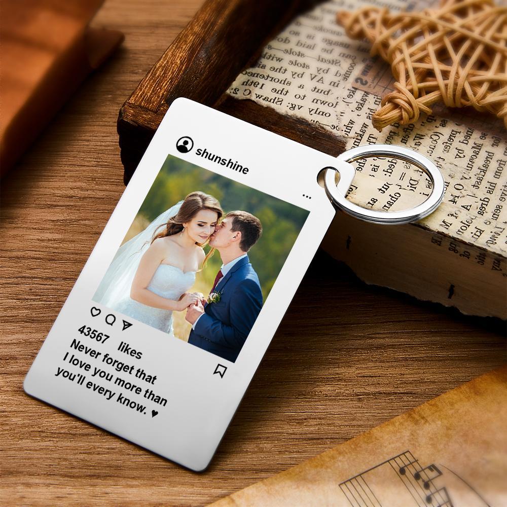 Personalized Instagram Design Keychain Custom Photo Fashionable Keychain Valentine's Day Gift - auphotoblanket