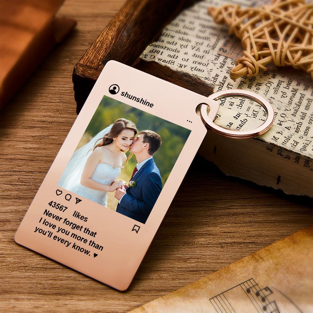 Personalized Instagram Design Keychain Custom Photo Fashionable Keychain Valentine's Day Gift - auphotoblanket