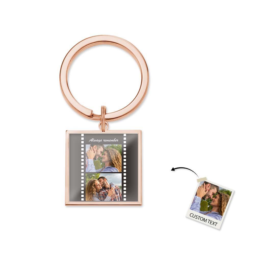 Custom Photo Epoxy Metal Keychain Retro Film Style Metal Keychain Memorial Gifts For Valentine - auphotoblanket