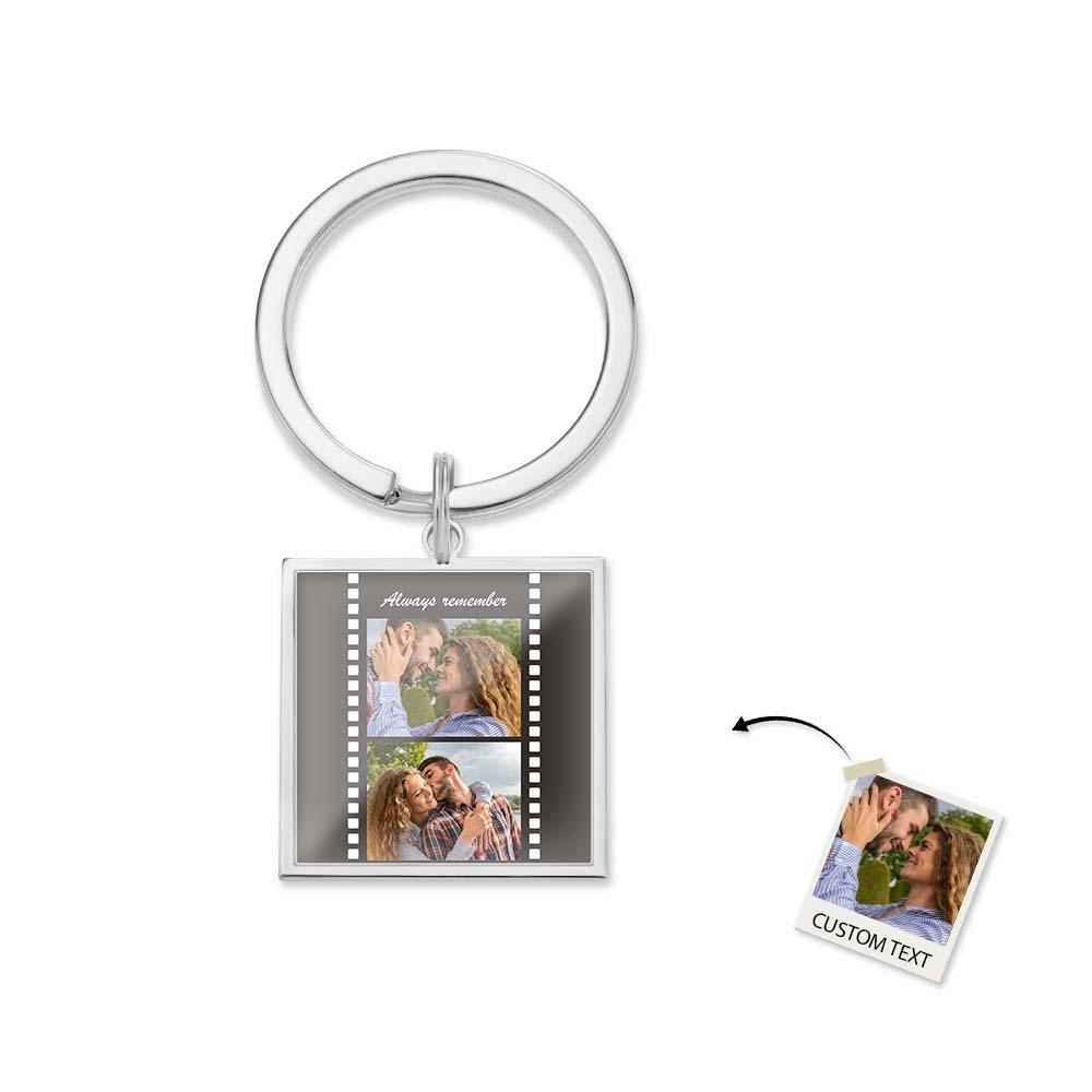 Custom Photo Epoxy Metal Keychain Retro Film Style Metal Keychain Memorial Gifts For Valentine - auphotoblanket