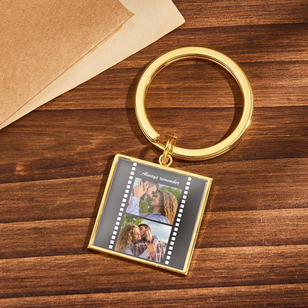 Custom Photo Epoxy Metal Keychain Retro Film Style Metal Keychain Memorial Gifts For Valentine - auphotoblanket