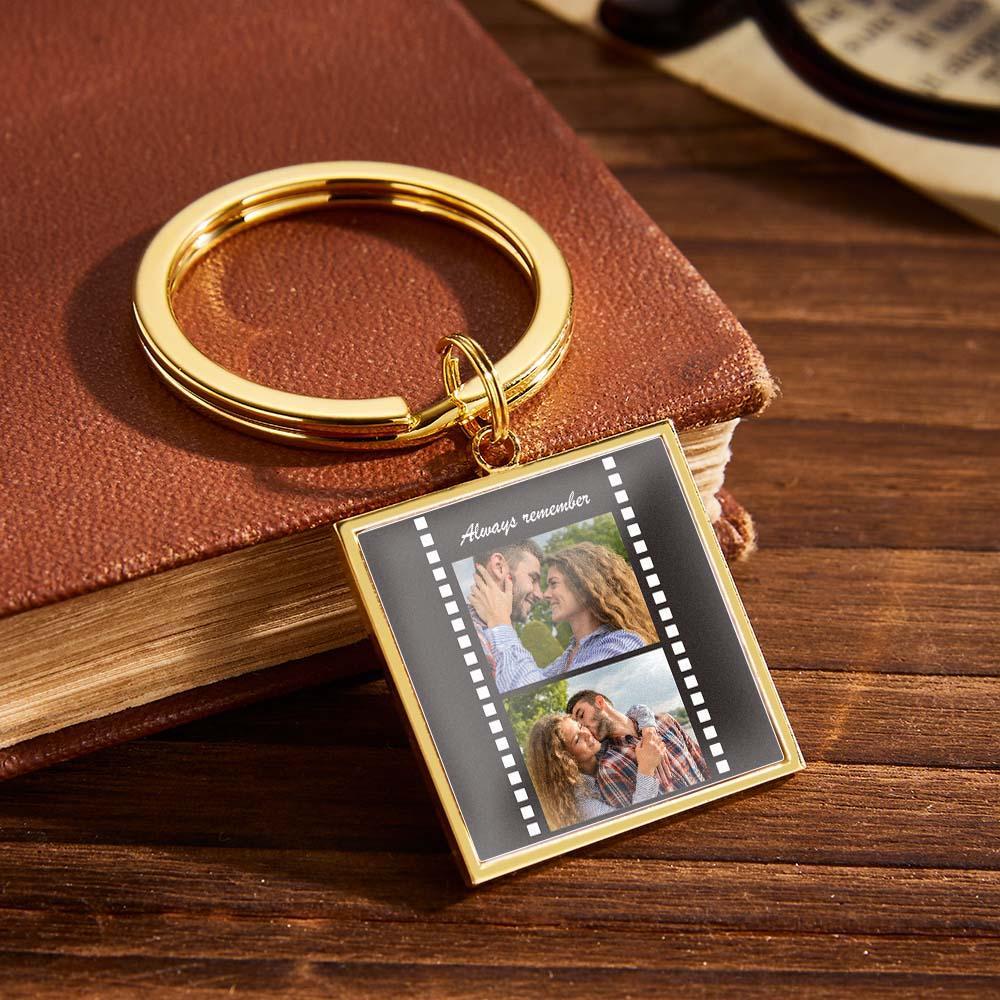 Custom Photo Epoxy Metal Keychain Retro Film Style Metal Keychain Memorial Gifts For Valentine - auphotoblanket