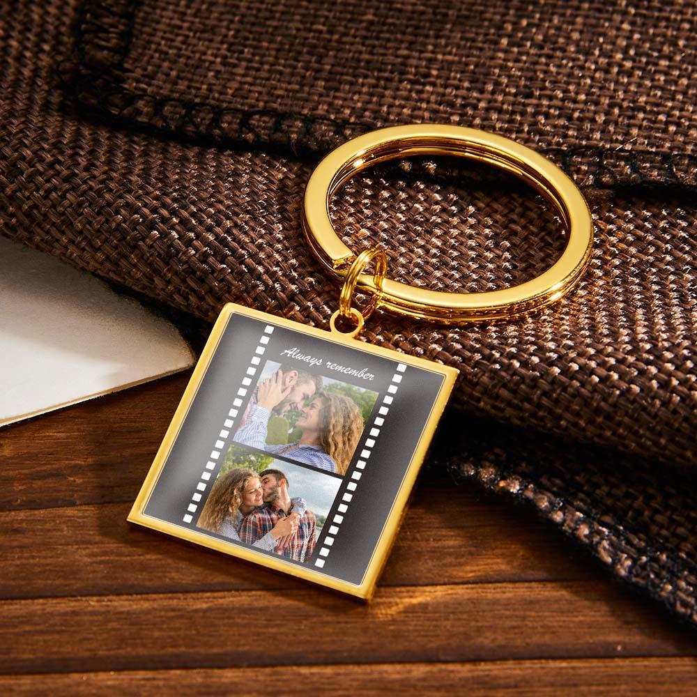 Custom Photo Epoxy Metal Keychain Retro Film Style Metal Keychain Memorial Gifts For Valentine - auphotoblanket