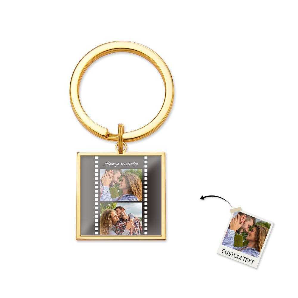 Custom Photo Epoxy Metal Keychain Retro Film Style Metal Keychain Memorial Gifts For Valentine - auphotoblanket