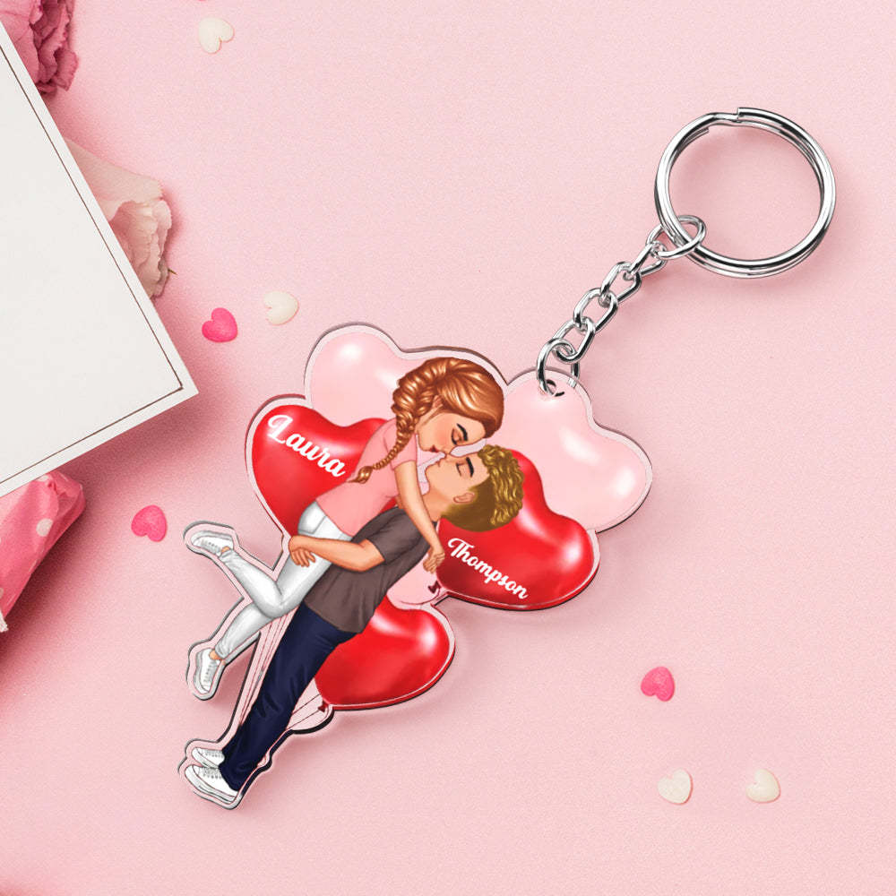 Personalized Acrylic Keychain Couple Hugging Gifts for Lover - auphotoblanket