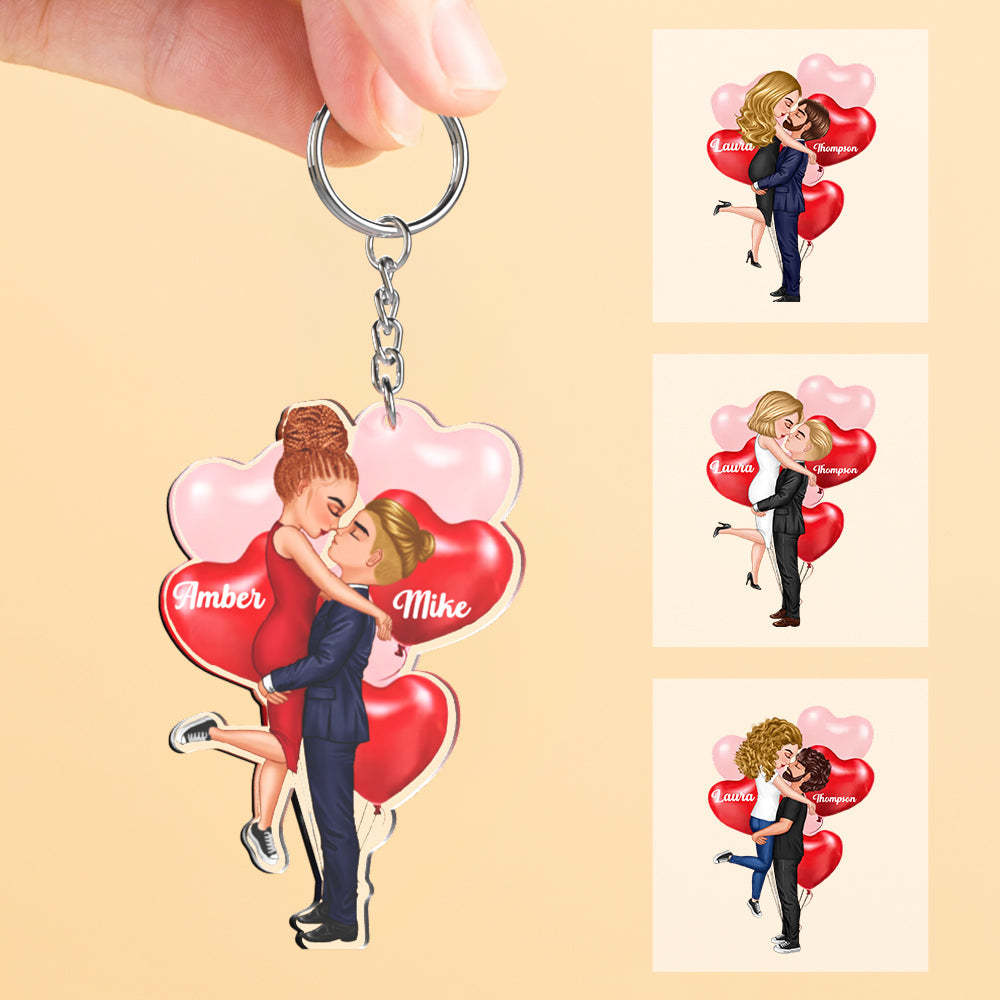 Personalized Acrylic Keychain Couple Hugging Gifts for Lover - auphotoblanket