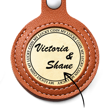 Personalized Calendar Lucky Charm Gold Coin Keychain with Custom Photo & Date | Engraved Titanium Steel Coin in PU Leather Case | Anniversary, Birthday, Christmas Gift for Couples