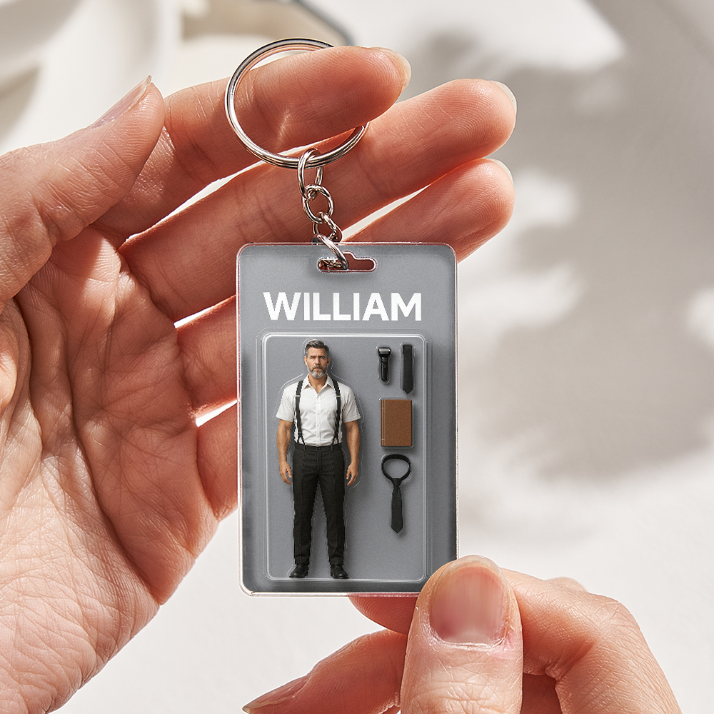 Custom Action Figure Pack Packaging Toy Box Style Art Gift Personalized Acrylic Keychain Gift for Mom