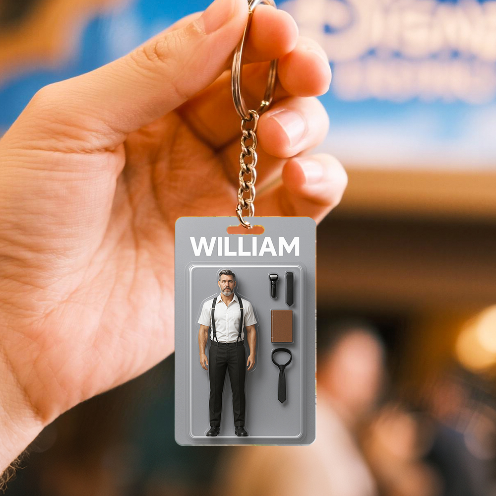 Custom Action Figure Pack Packaging Toy Box Style Art Gift Personalized Acrylic Keychain Gift for Mom