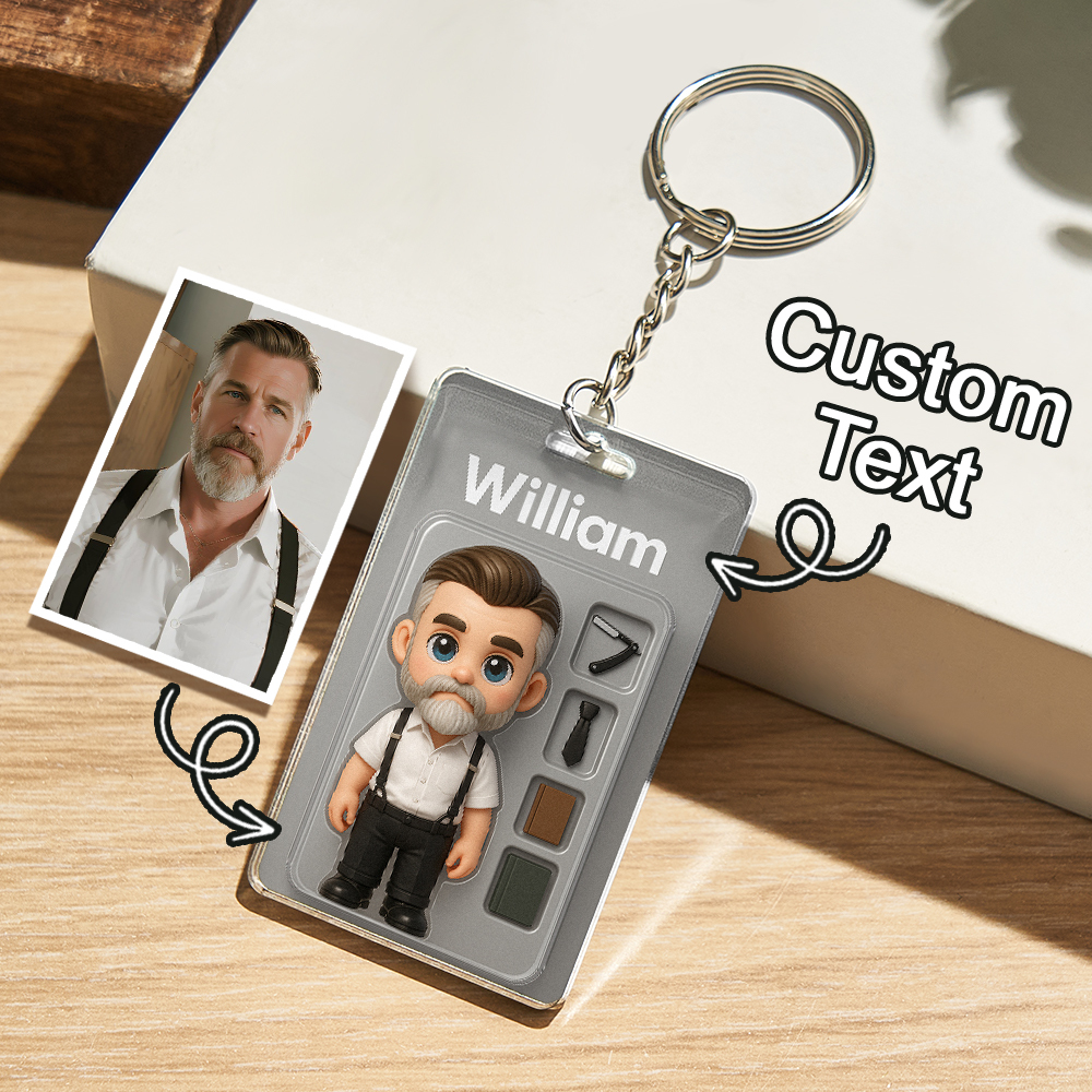 Custom Action Figure Pack Packaging Toy Box Style Art Gift Personalized Acrylic Keychain Gift for Family