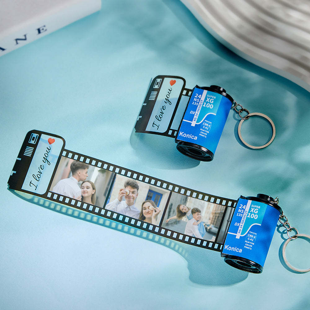 Custom Camera Roll Keychain Personalized Photo Engraved Film Roll Keychain Anniversary Gift - auphotoblanket
