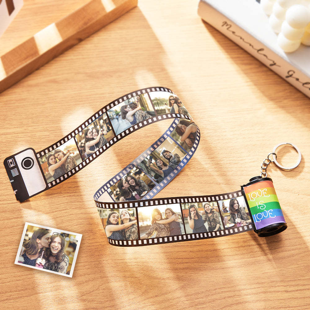 Custom Rainbow Film Roll Keychain Personalized Multiphoto Roll Keychain Gift for LGBT - auphotoblanket