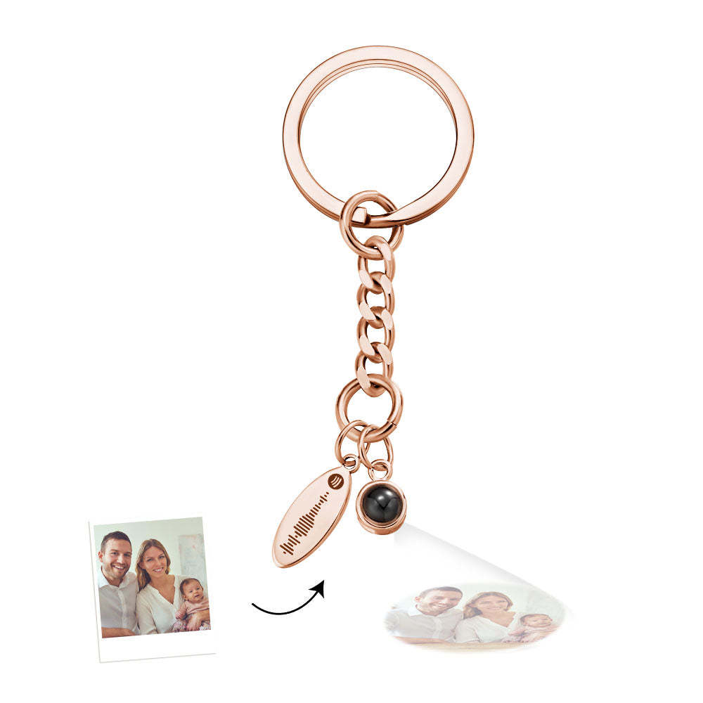 Custom Photo Projection Scannable Spotify Code Keychain Personalized Photo Music Keyring Anniversary Gifts - auphotoblanket