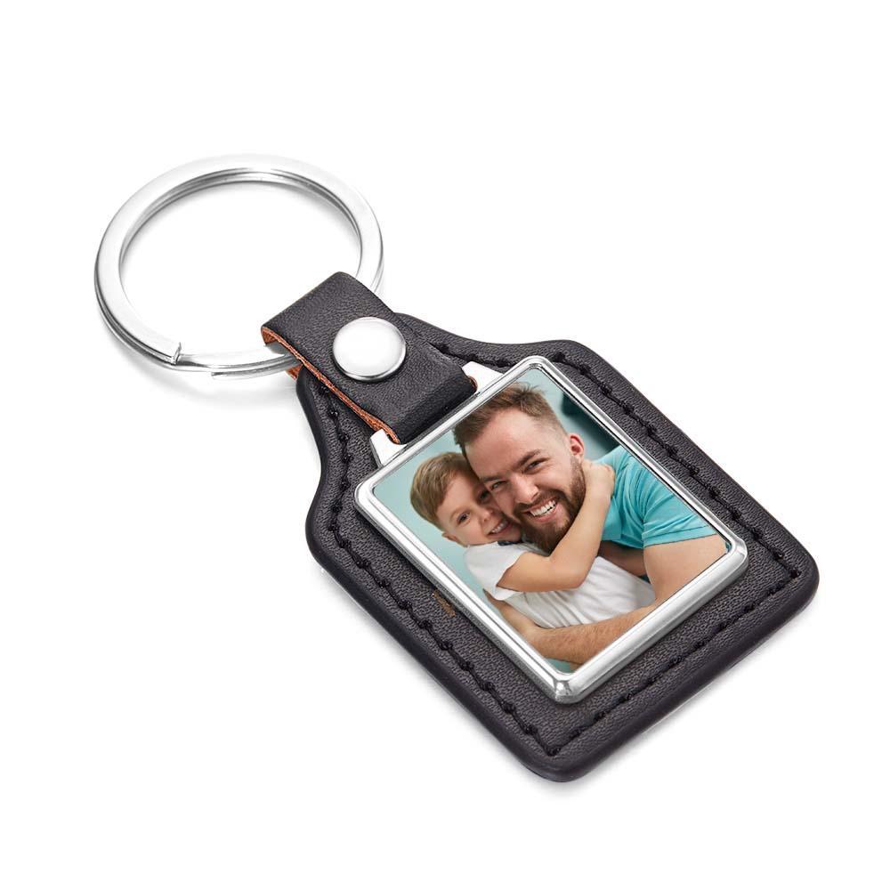 Custom Leather Photo Keychain Drive Safe Keychain Gift for Dad Anniversary Birthday Gift Father's Day Gift - auphotoblanket