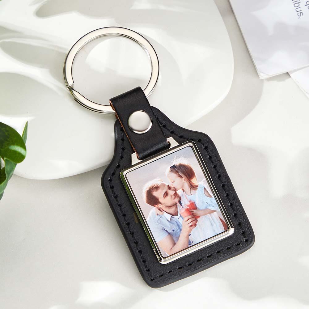 Custom Leather Photo Keychain Drive Safe Keychain Gift for Dad Anniversary Birthday Gift Father's Day Gift - auphotoblanket