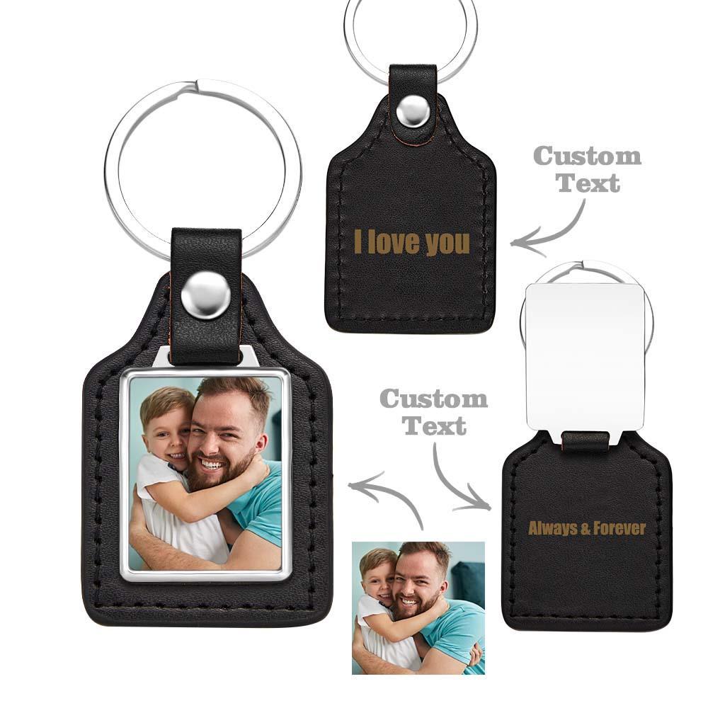 Custom Leather Photo Keychain Drive Safe Keychain Gift for Dad Anniversary Birthday Gift Father's Day Gift - auphotoblanket