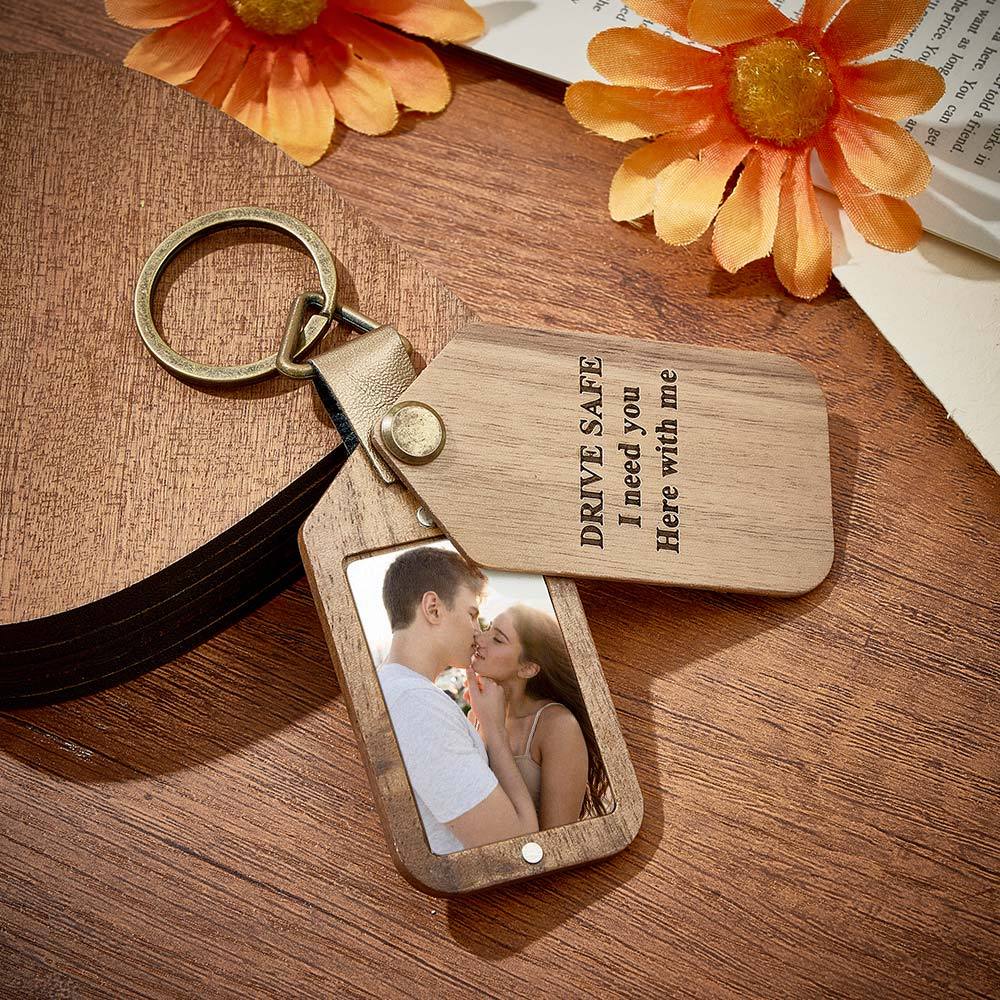 Personalized Photo Keychain Magnetic Engraved Keychain Valentine's Day Gifts for Him - auphotoblanket