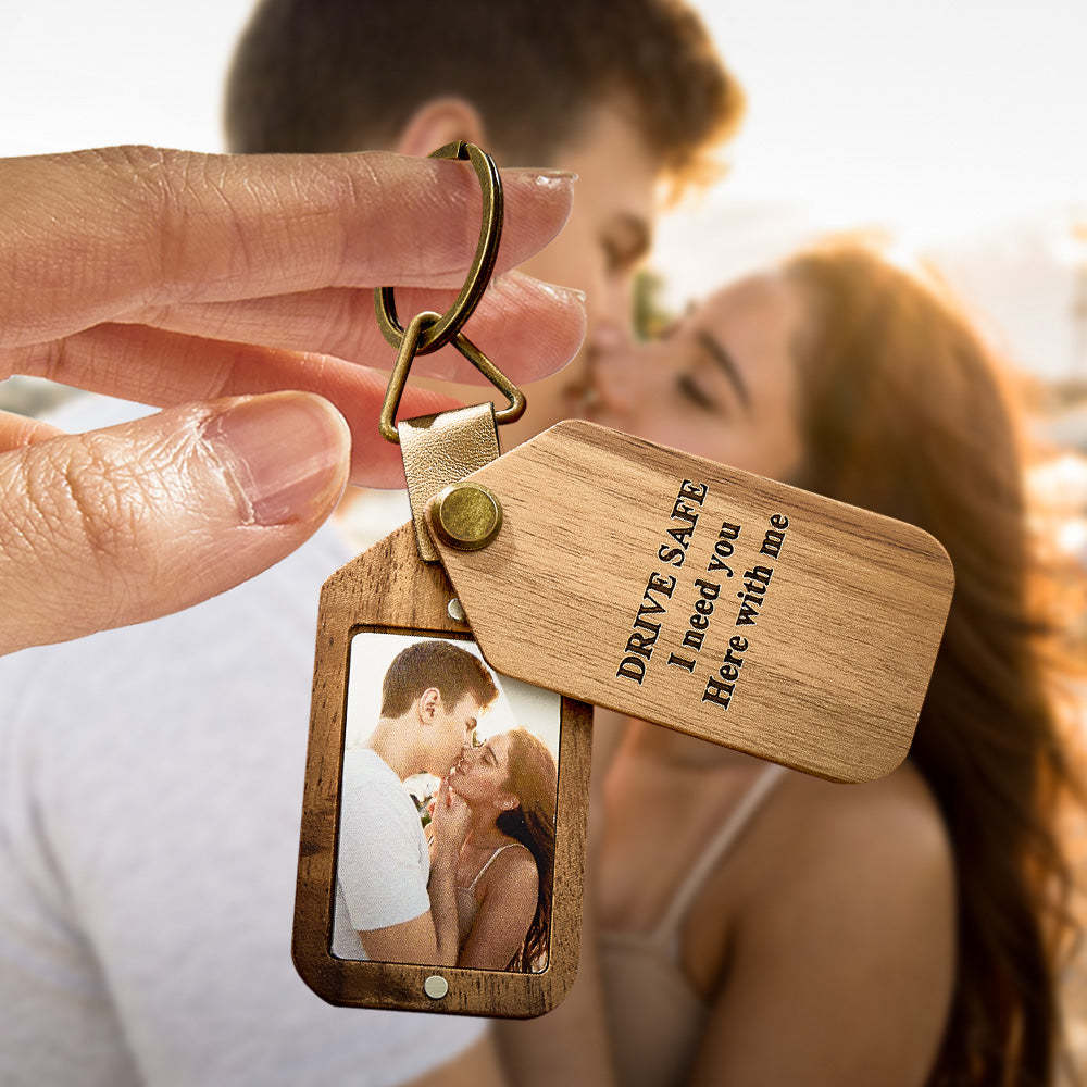 Personalized Photo Keychain Magnetic Engraved Keychain Valentine's Day Gifts for Him - auphotoblanket