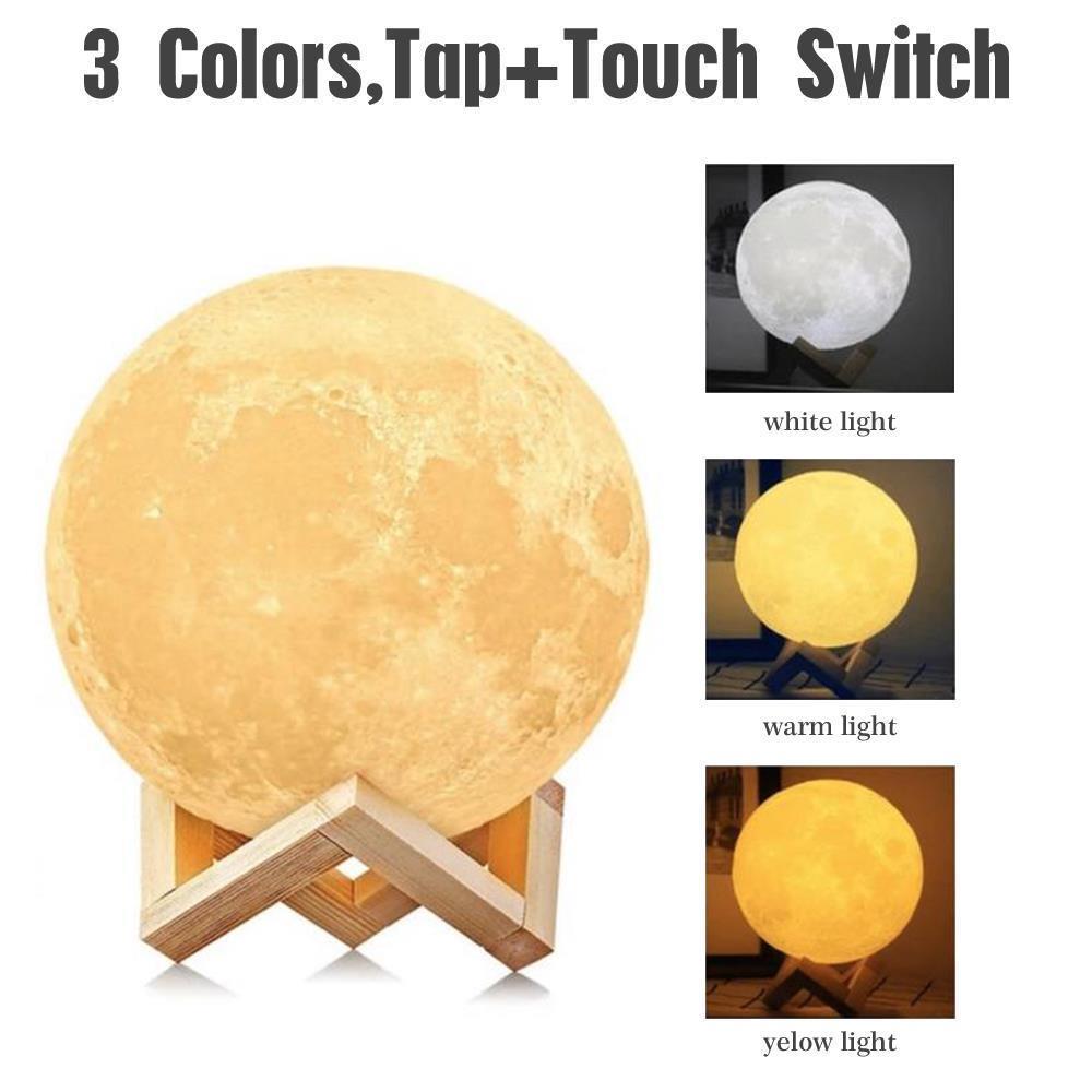 3D Printing Moon Lamp Rechargeable Touch/Tap - auphotoblanket