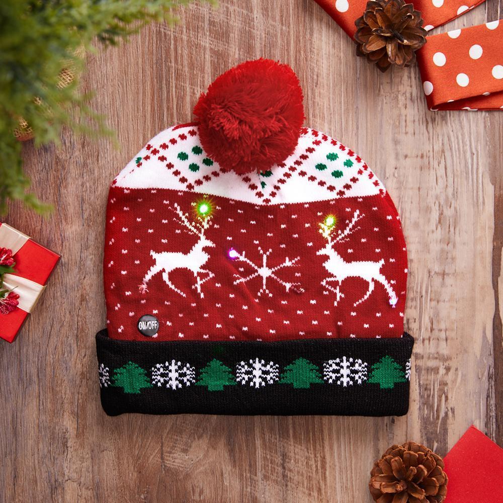 LED Christmas Hat Kids Xmas Hats Beanie Colorful Santa Hats - UNIVERSAL SIZE