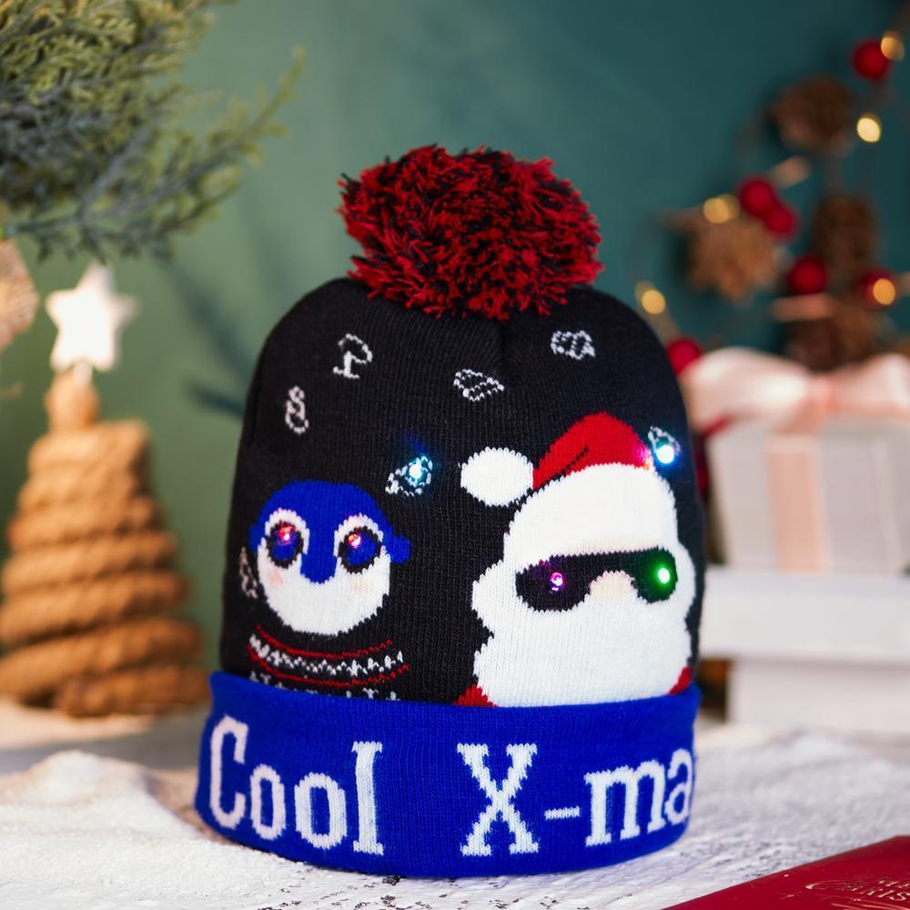 LED Christmas Hat Kids Xmas Hats Beanie Colorful Santa Hats - UNIVERSAL SIZE