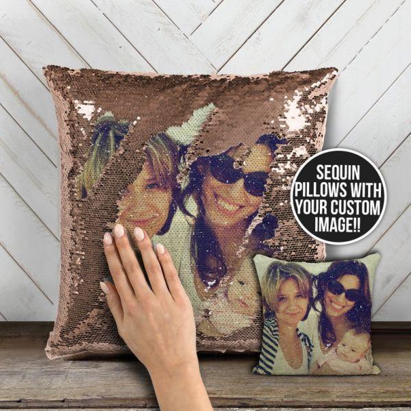 Full Printing Reversible Personalised Photo Sequin Pillow 15.75" x 15.75" - Best Deal Today