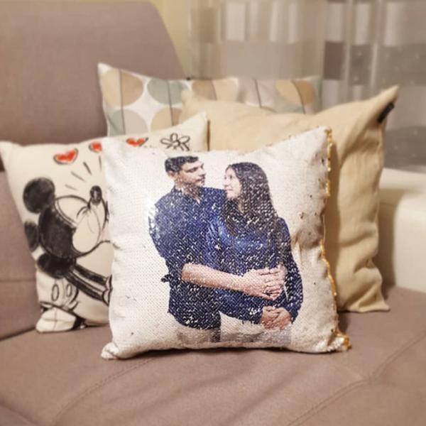 Valentine's Day Gift Full Printing Reversible Personalised Photo Sequin Pillow 15.75" x 15.75"