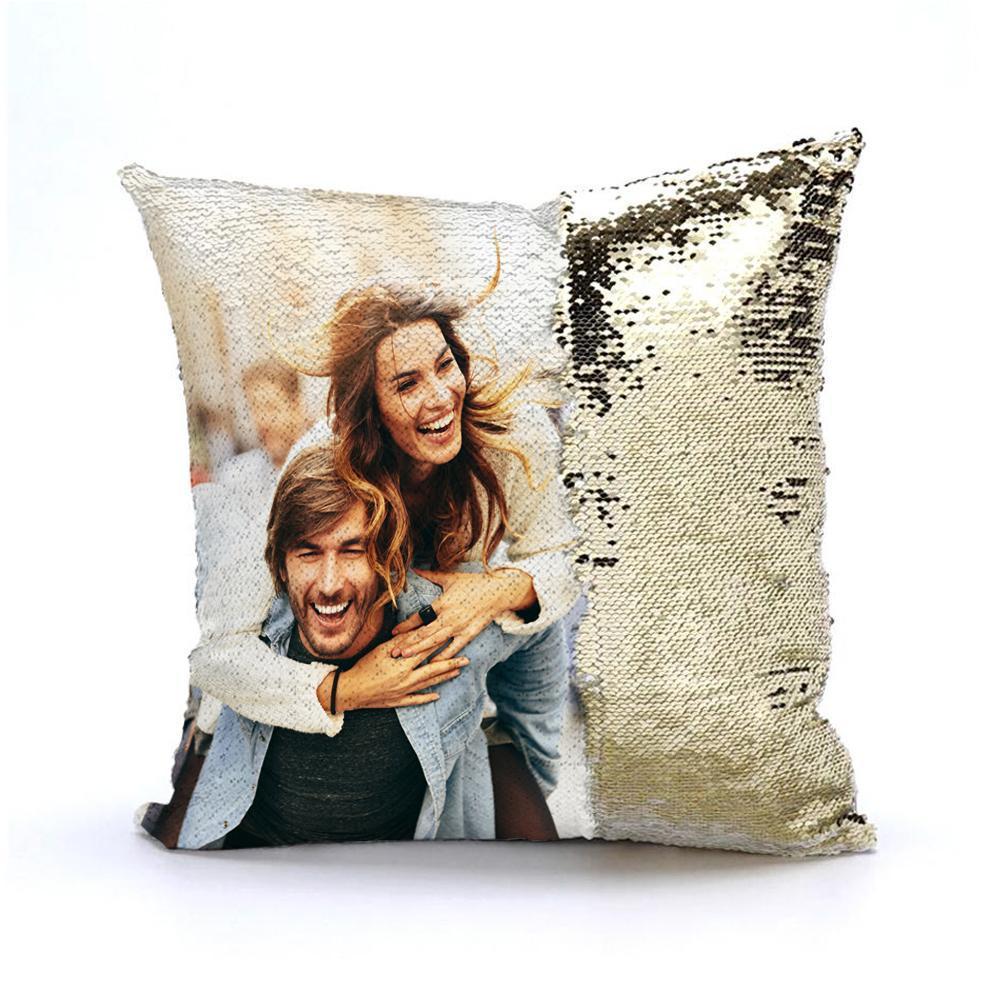 Valentine's Day Gift Full Printing Reversible Personalised Photo Sequin Pillow 15.75" x 15.75"