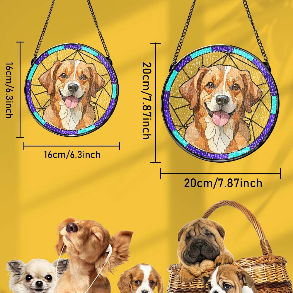 Custom Personalized Pet Memorial Ornament Pet Stained Glass Art Suncatcher Gifts for Pet Lovers - auphotoblanket