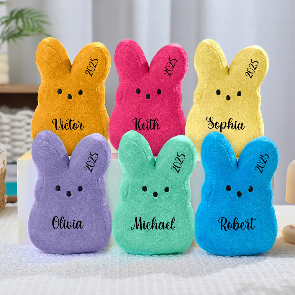 Easter Peeps Bunny Plush Toy,Personalized Peeps Bunnies,Mini Peeps Plush Doll,Easter basket,Baby Easter Gift,Plush Bunny,Custom Peeps Bunny - auphotoblanket