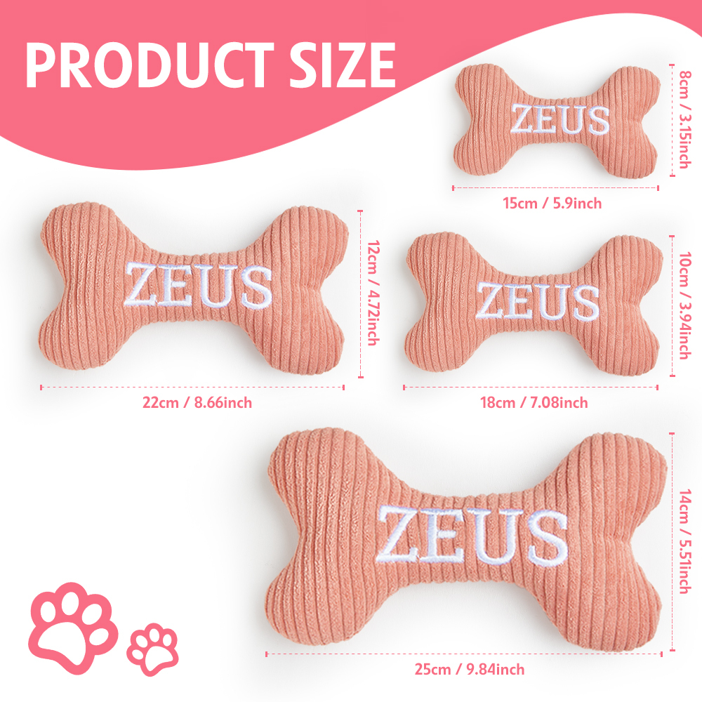 Personalized Dog Bone Toy: Embroidered Wool Blend Puppy Gift - auphotoblanket