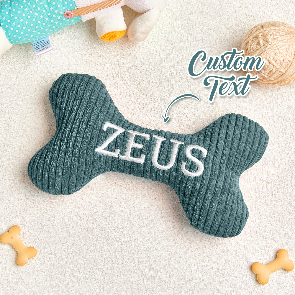 Personalized Dog Bone Toy: Embroidered Wool Blend Puppy Gift - auphotoblanket