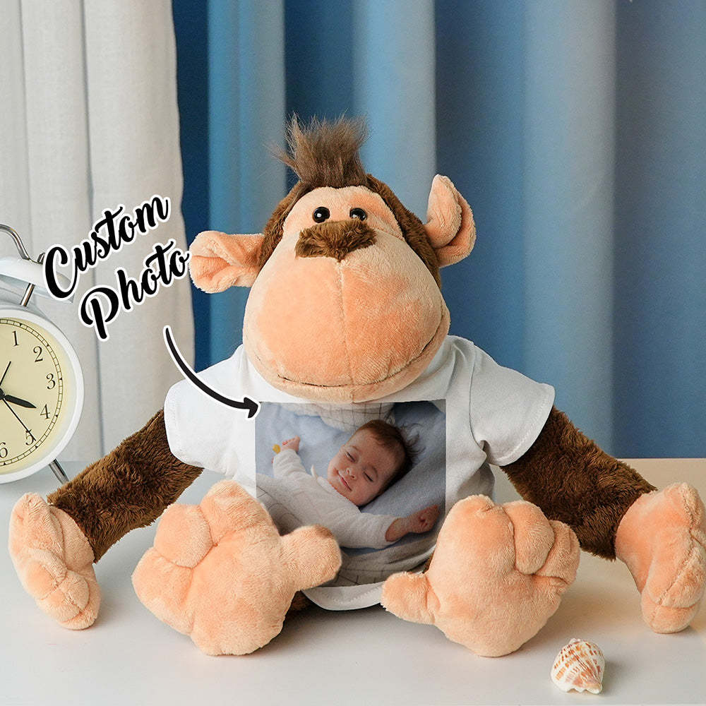 Personalized Animal Plush Stuffed Toy Birth Announcement Custom Photo Text Gift for Baby Shower - auphotoblanket