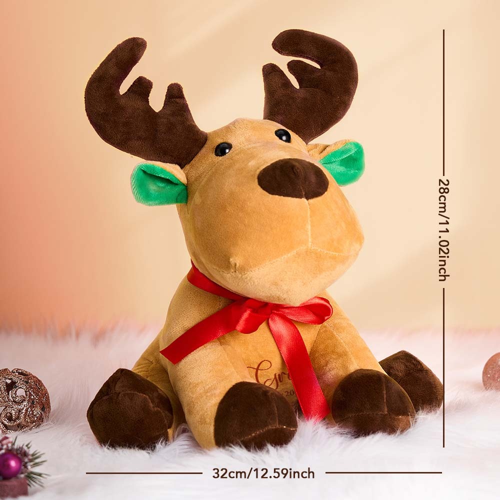 Personalized Moose Plush Stuffed Toy with Custom Text Gift for Baby Shower - auphotoblanket