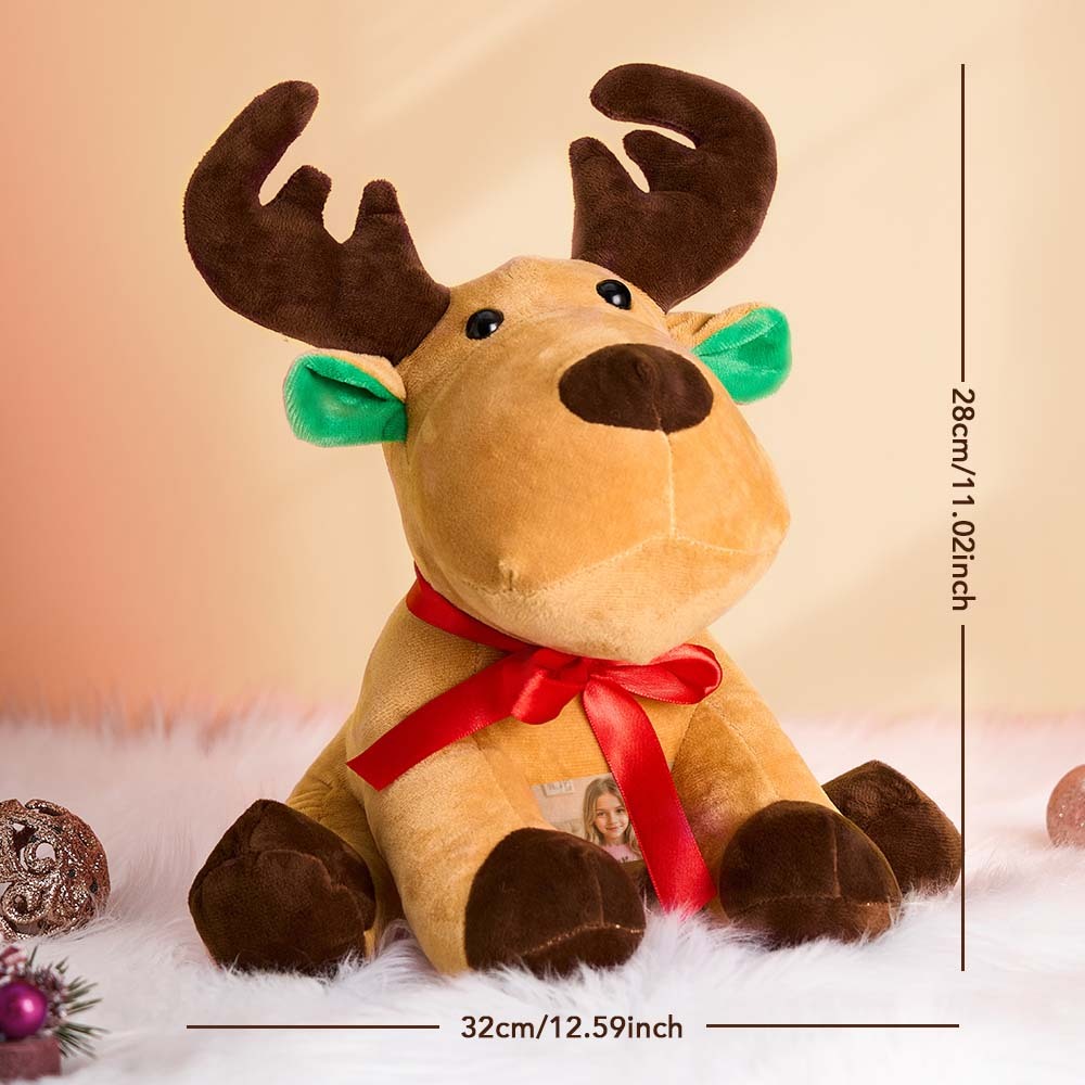 Personalized Moose Plush Stuffed Toy with Photo Gift for Kids - auphotoblanket
