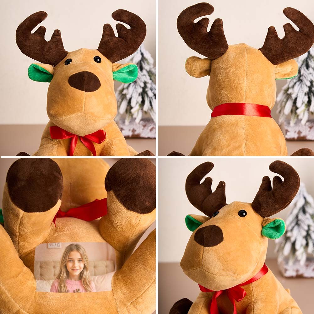 Personalized Moose Plush Stuffed Toy with Photo Gift for Kids - auphotoblanket