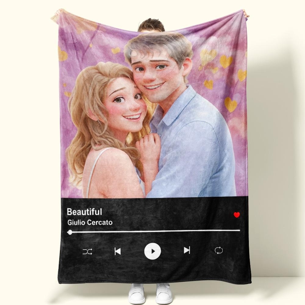 Custom Love Song Blanket - Unique Couple Gift with Your Own Music - auphotoblanket