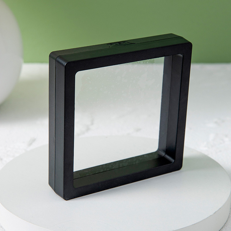 Transparent Pe Film Display Box Suspension Gift Box Film Storage Box 9*9*2cm Black - auphotoblanket