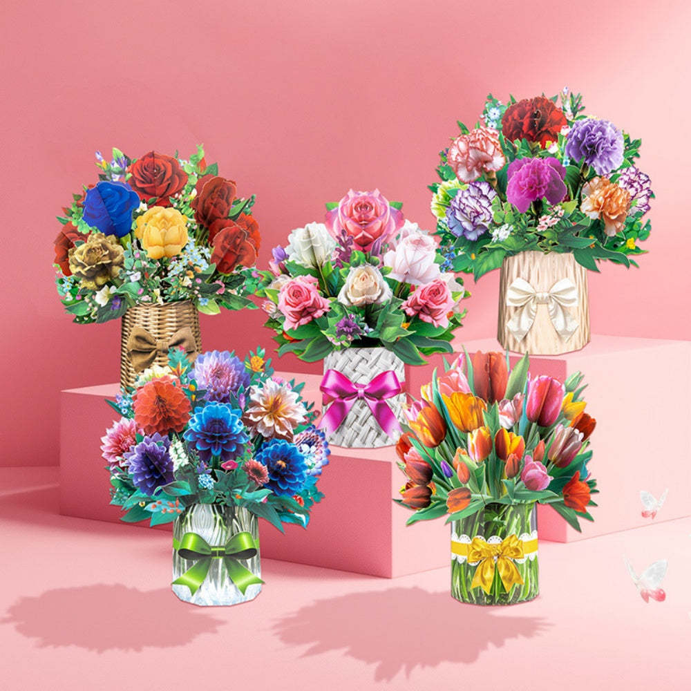 3D Greeting Card Flower Bouquet Card Mother's Day Gifts for Mum - auphotoblanket