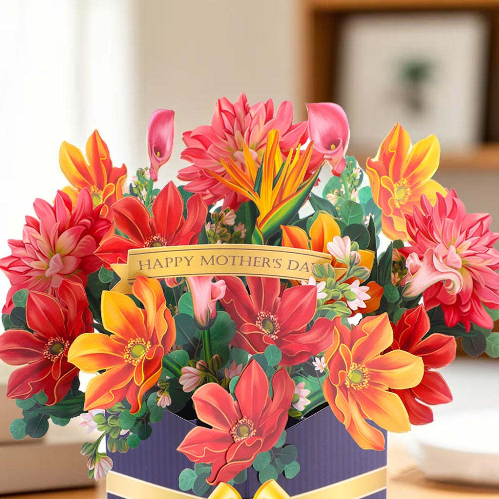 3D Greeting Card Flower Bouquet Card Mother's Day Gift for Mum - auphotoblanket