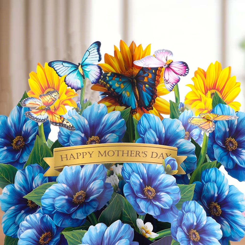 3D Greeting Card Flower Bouquet Card Mother's Day Gift for Mum - auphotoblanket