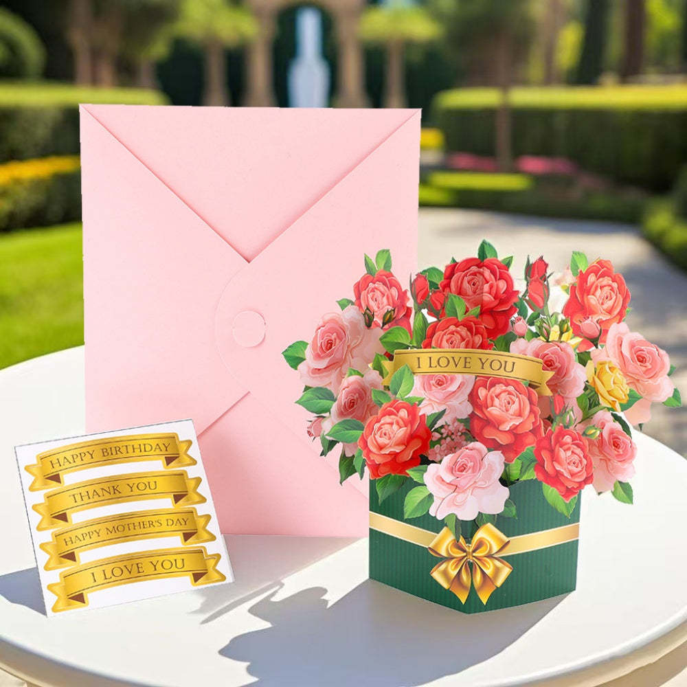 3D Greeting Card Flower Bouquet Card Mother's Day Gift for Mum - auphotoblanket