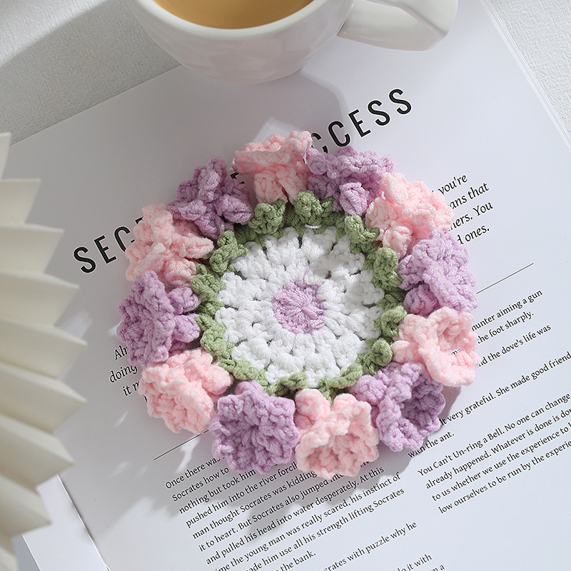 Handmade Crochet Lily of the Valley Coaster Set with Transformable Floral Design Eco-Friendly Home Decor Unique Gift for Mom - auphotoblanket