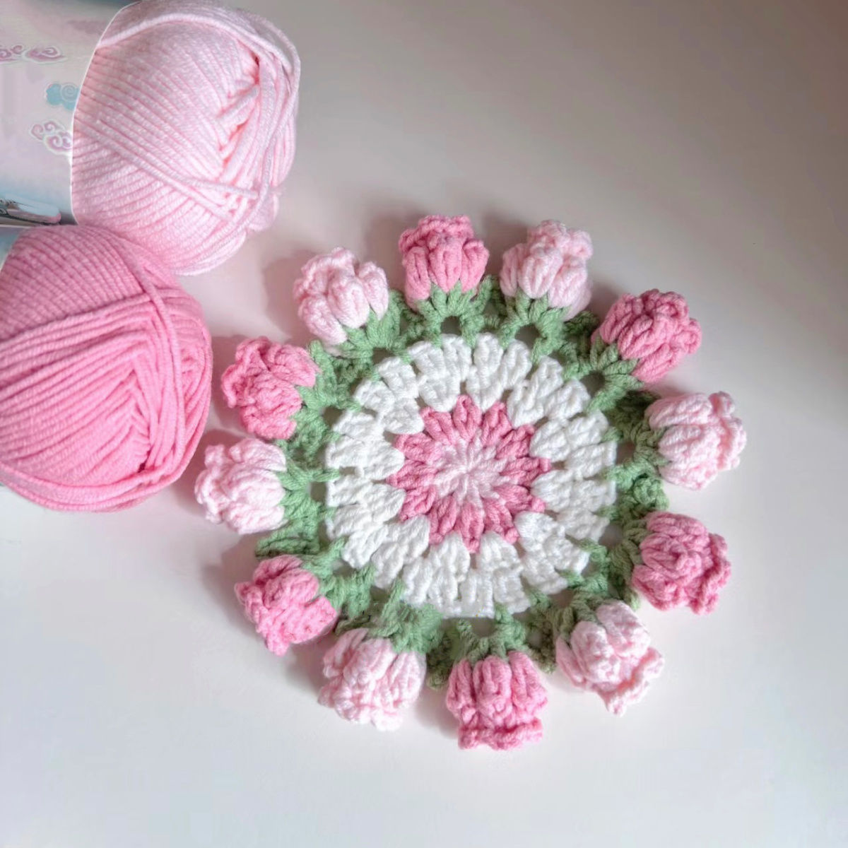 Handmade Crochet Lily of the Valley Coaster Set with Transformable Floral Design Eco-Friendly Home Decor Unique Gift for Mom - auphotoblanket