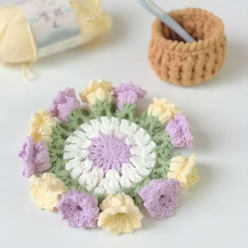 Handmade Crochet Lily of the Valley Coaster Set with Transformable Floral Design Eco-Friendly Home Decor Unique Gift for Mom - auphotoblanket