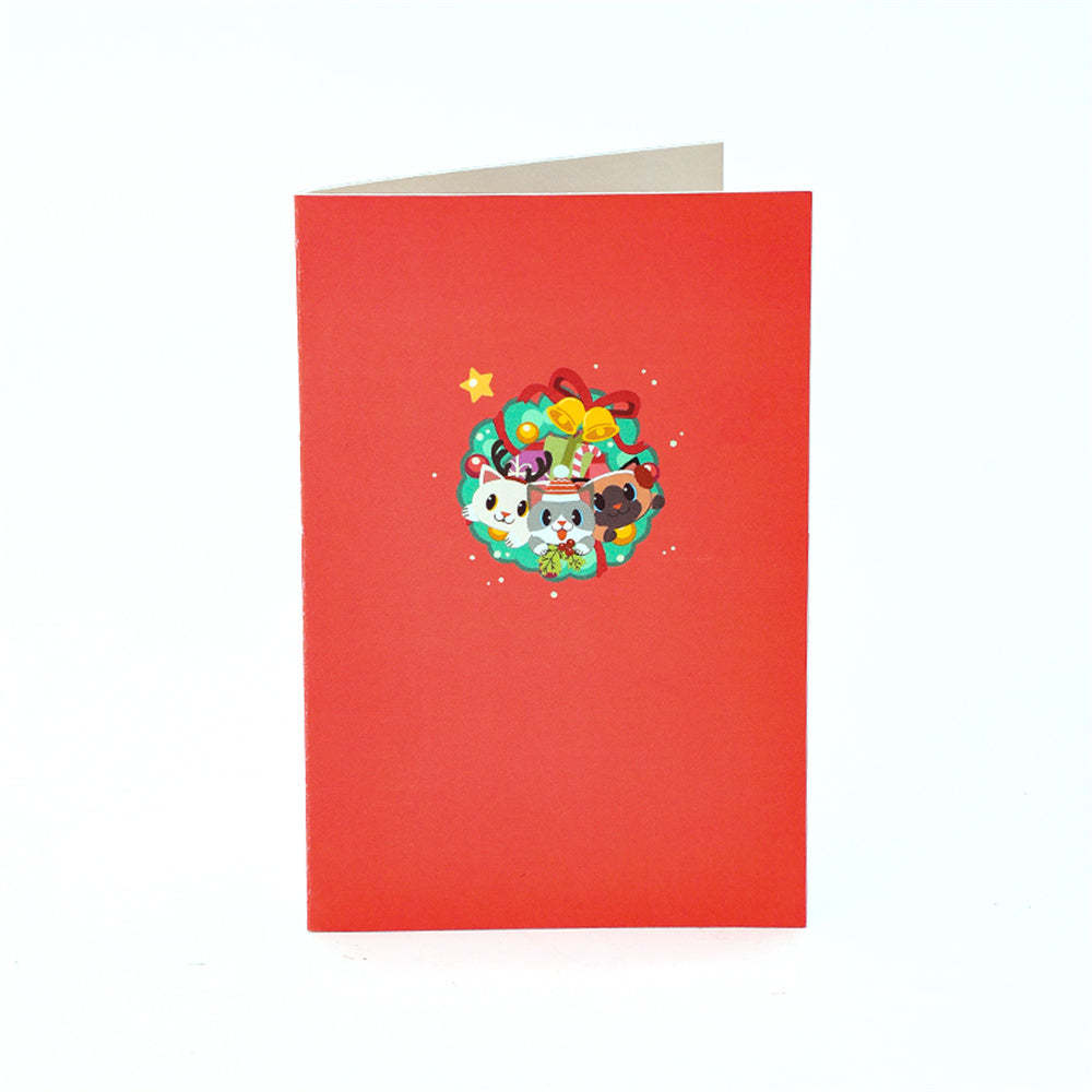 Christmas 3D Pop Up Card Cat Greeting Card - auphotoblanket