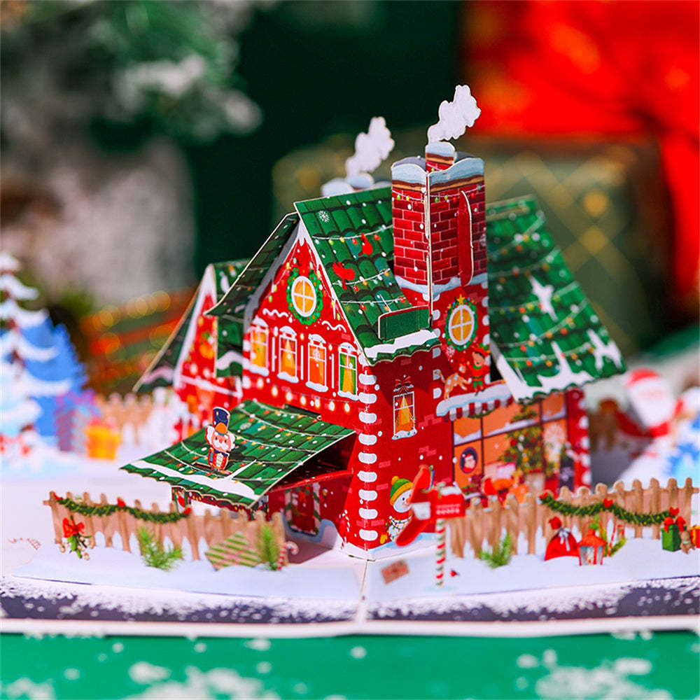 Christmas 3D Pop Up Card Christmas House Greeting Card - auphotoblanket