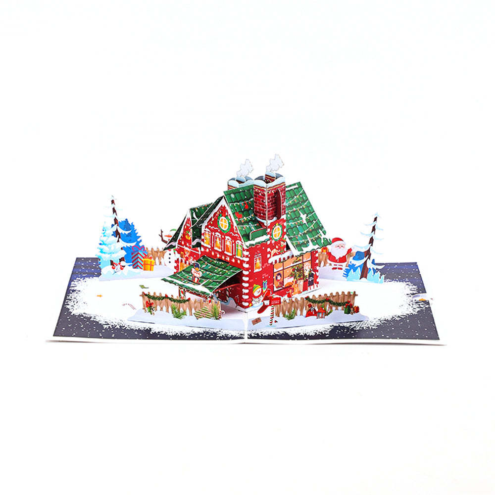 Christmas 3D Pop Up Card Christmas House Greeting Card - auphotoblanket