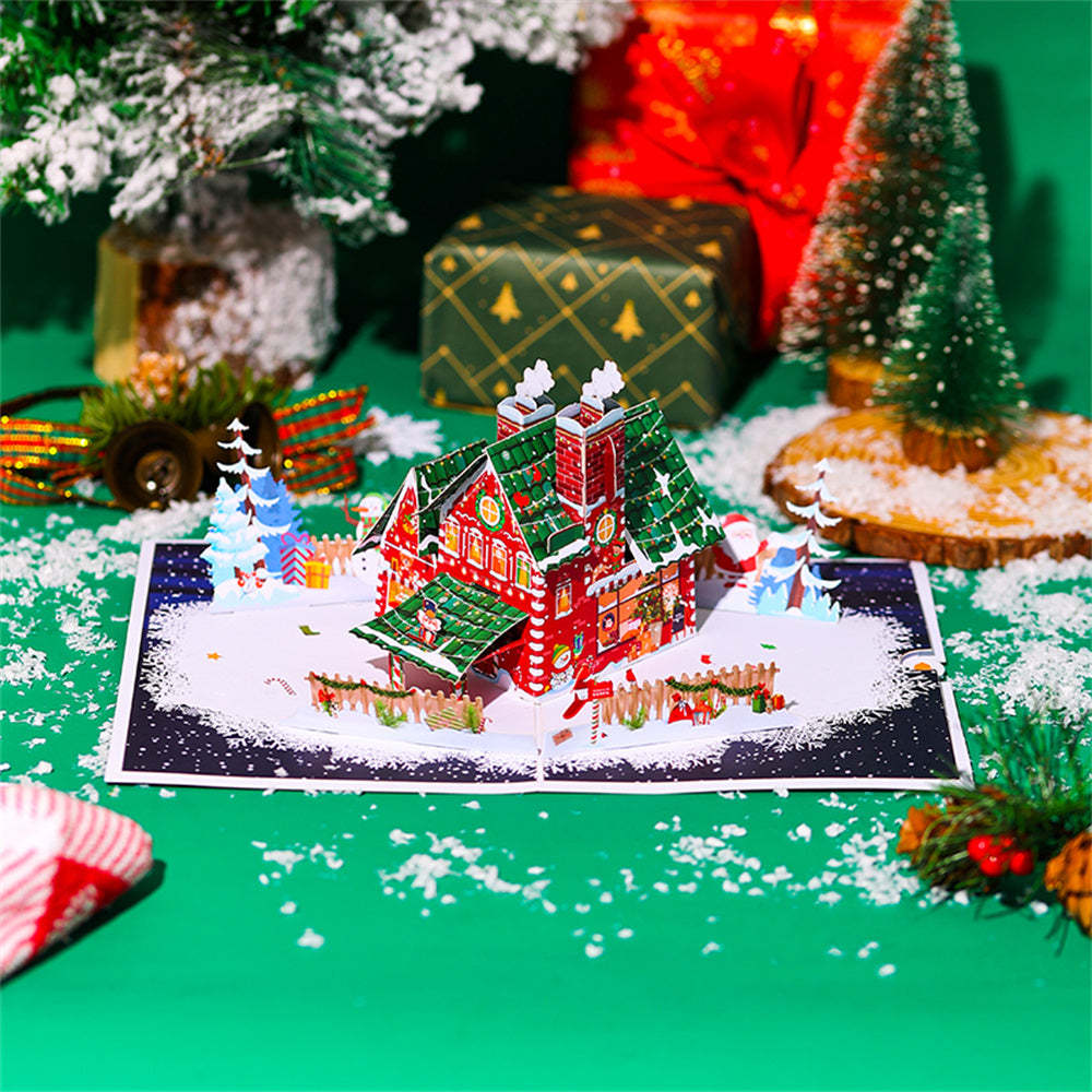 Christmas 3D Pop Up Card Christmas House Greeting Card - auphotoblanket